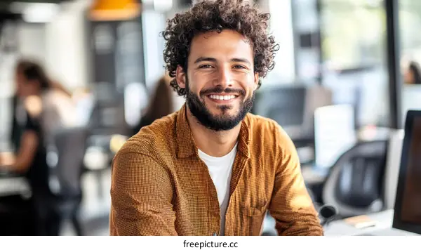 Happy Businessman in Modern Office