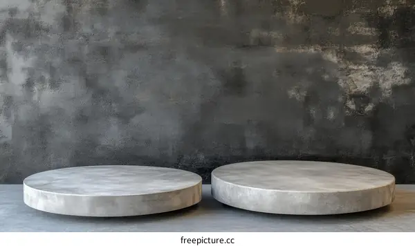Grey Concrete Display Podium Against Dark Wall