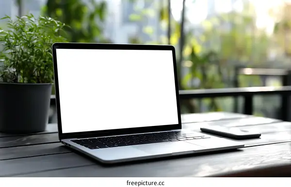 Outdoor Workspace Laptop Display Mockup