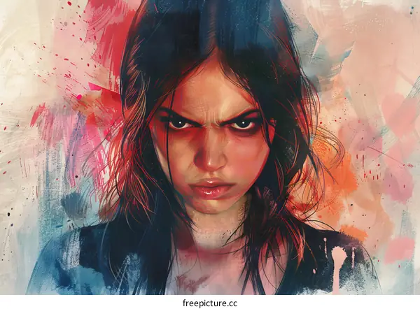 portrait of a young woman with long dark hair