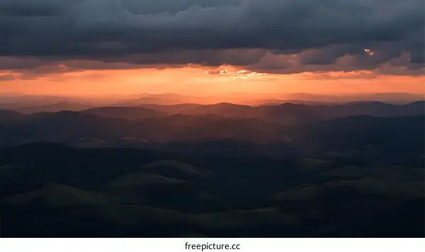 Sunset Over Mountain Ranges