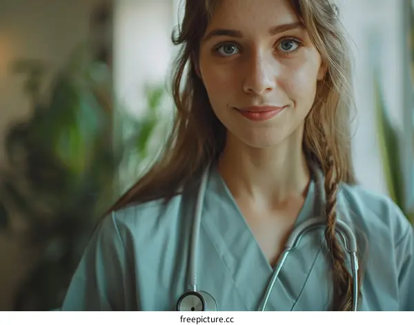 Portrait of a young female doctor or nurse practitioner smiling