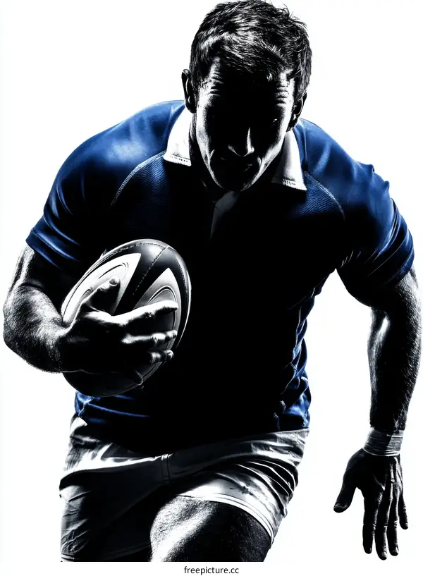 Silhouette of a Rugby Player in Action