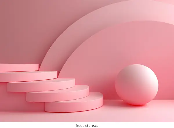 Pink abstract background with geometric shapes