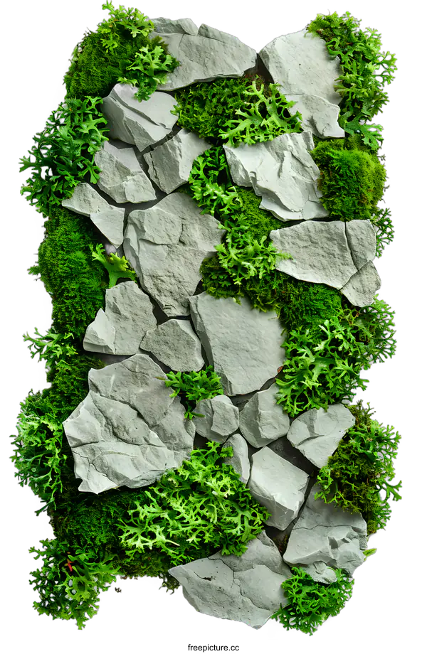 [Transparent Background PNG]Green Moss and Stones Background
