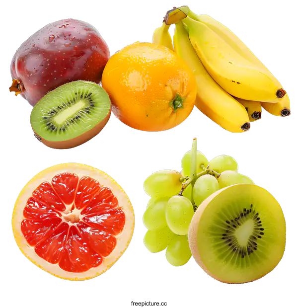 [Transparent Background PNG]Assortment Of Fresh Fruits Isolated On White Background