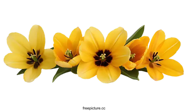 [Transparent Background PNG]Yellow Tulips Arrangement on White Background