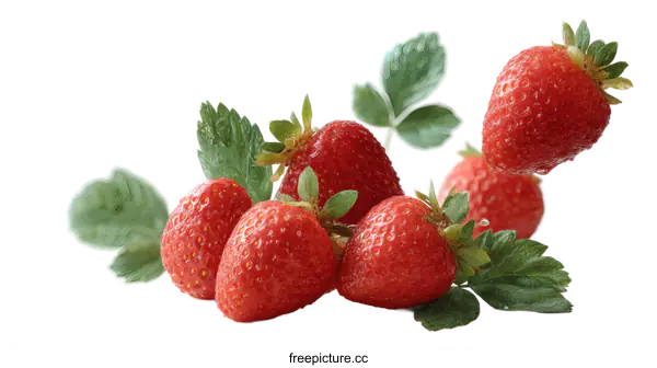 [Transparent Background PNG]Fresh Strawberries in Motion