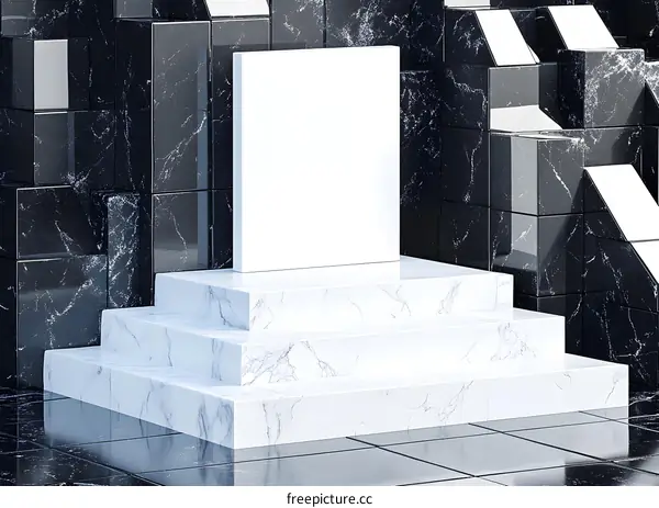 White Blank Canvas on Marble Steps