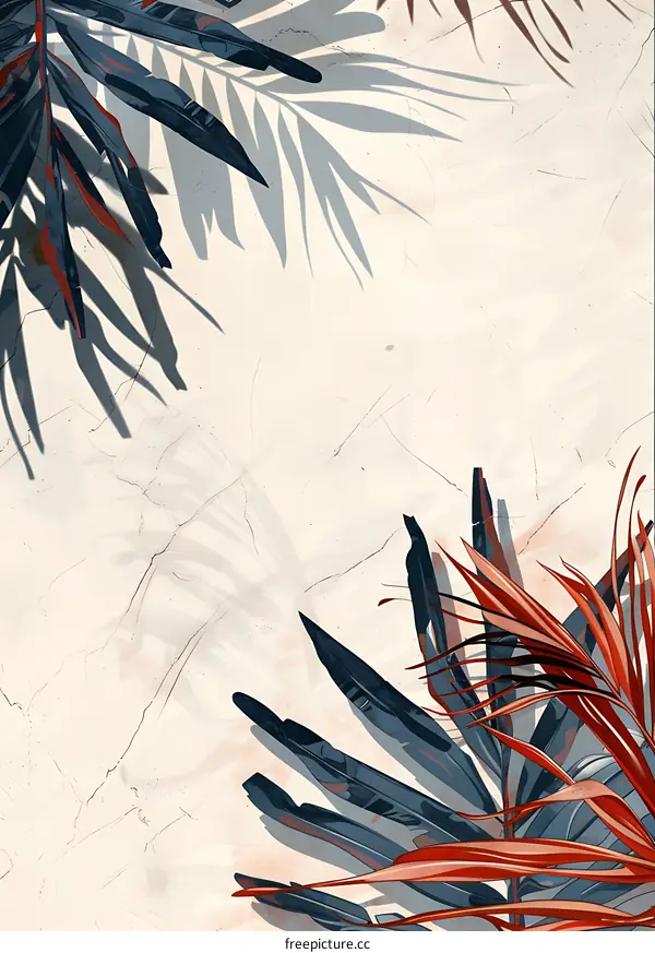 Palm Leaves Shadow on White Wall Abstract Art
