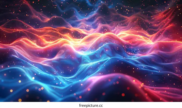 Luminous and Vibrant Multicolor Fractal Wave Background