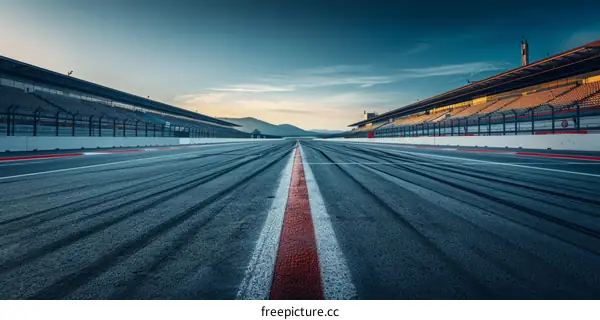 Spectator Stands Surround Asphalt Race Track