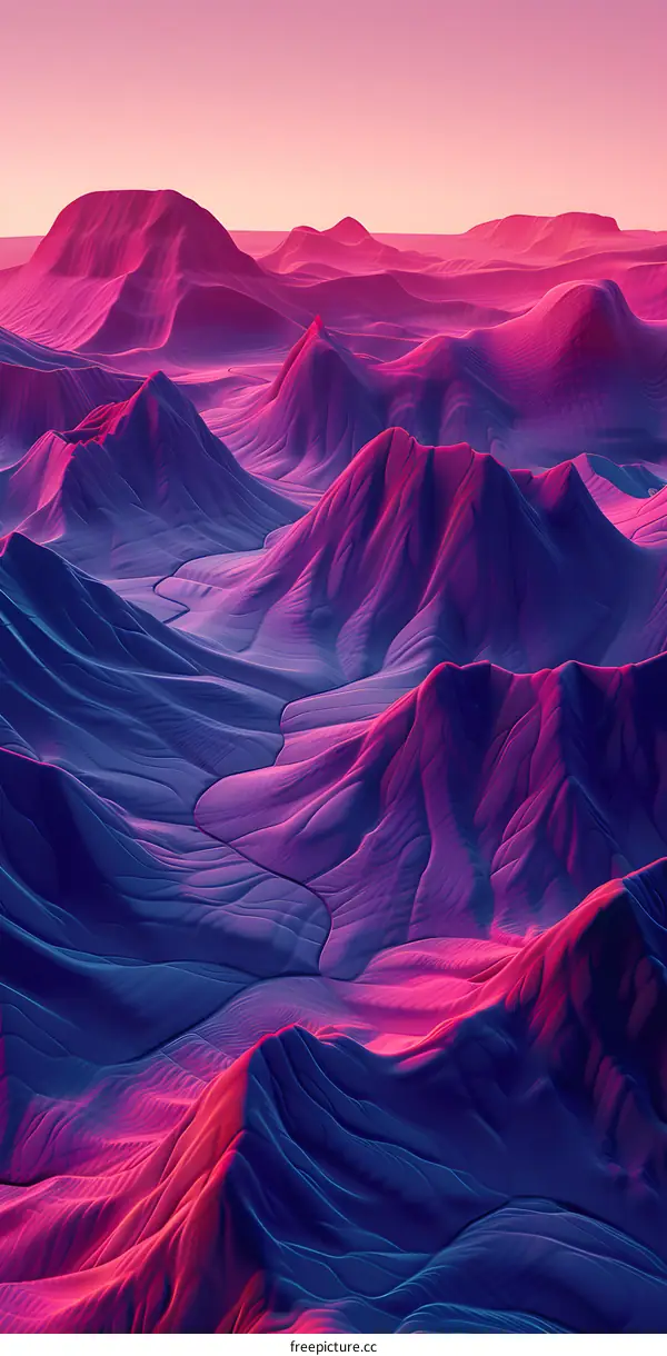 Neon Mountainscape Abstract Art