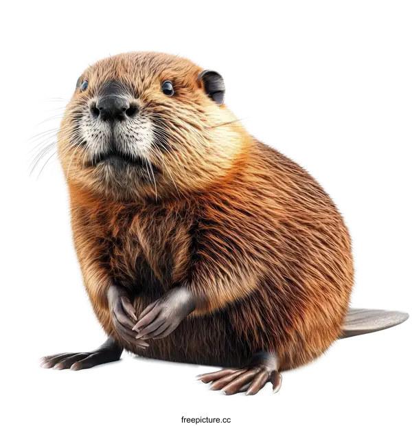 [Transparent Background PNG]Close-up of a Beaver against White Background