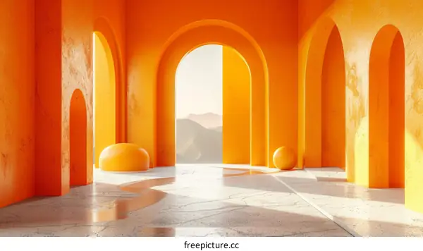 Orange Archway Architectural Illustration