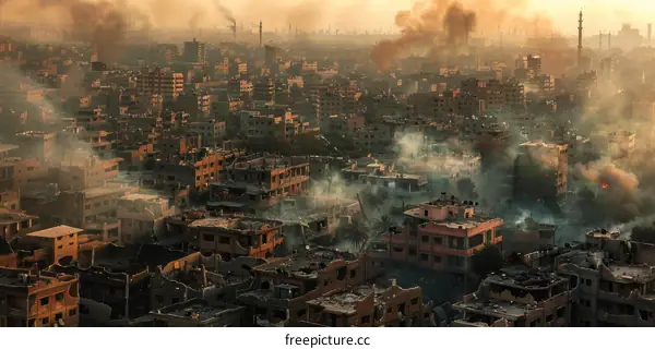 Destruction of residential buildings in Aleppo, Syria