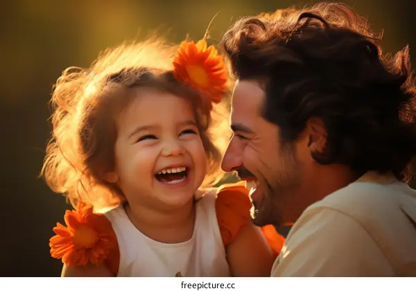 Father and daughter laughing together