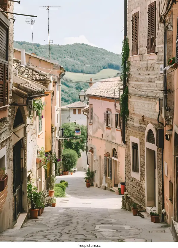 Narrow Street in a Small Italian Town