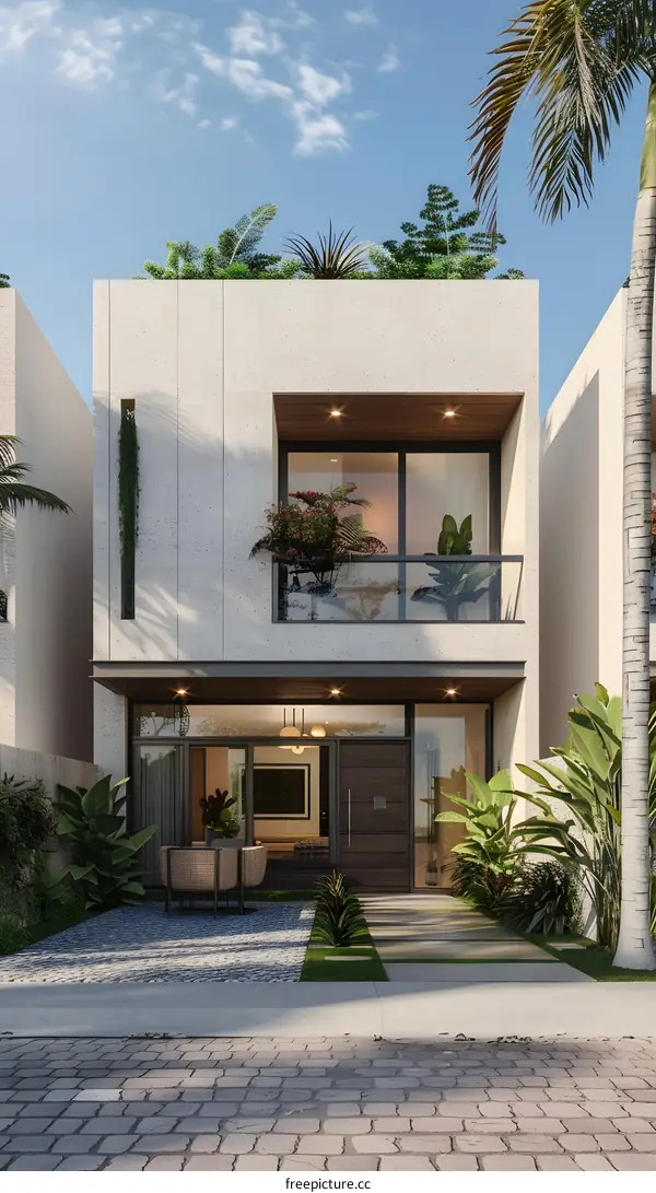 Modern Minimalist House Design with Garden and Rooftop