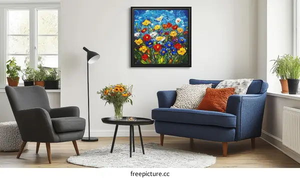 Colorful Wildflowers Living Room Artwork
