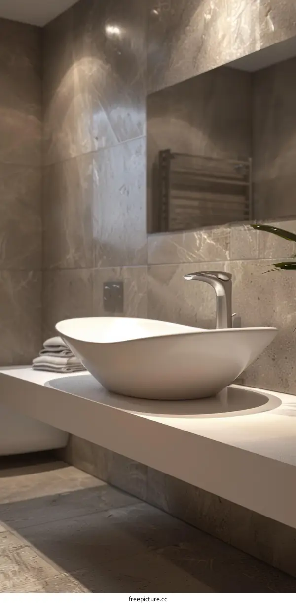 Modern Bathroom Sink in a Stylish Stone Bathroom
