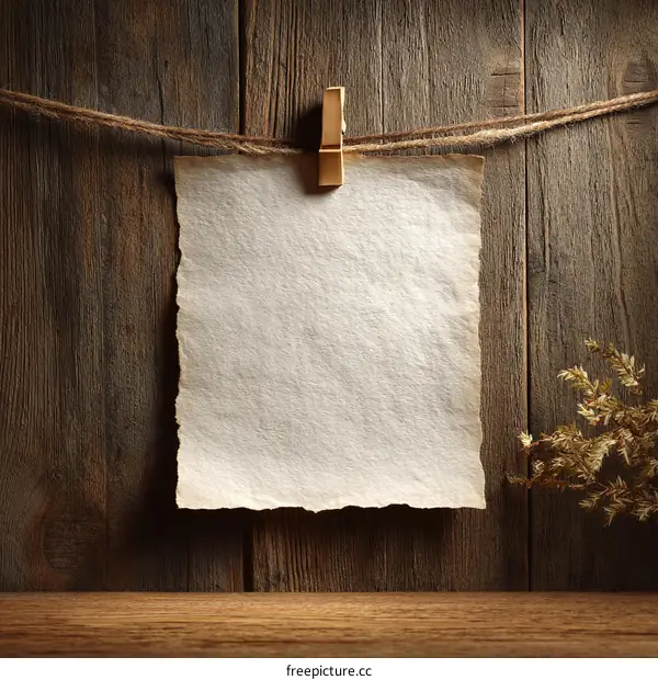 Vintage Aged Paper on Rustic Wooden Background