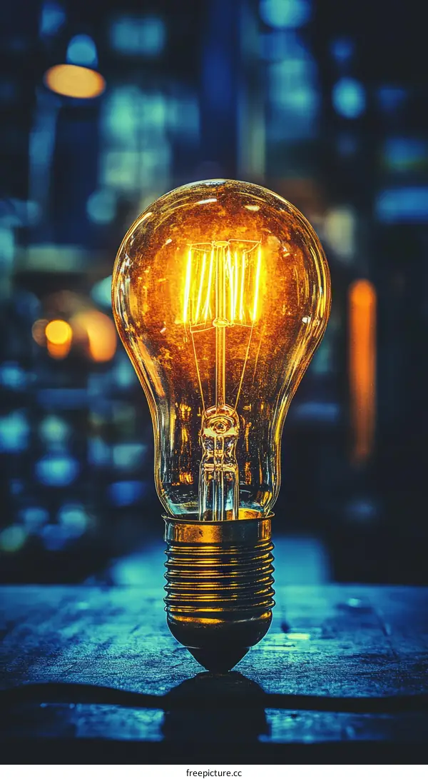 Warm Glow of Vintage Edison Light Bulb