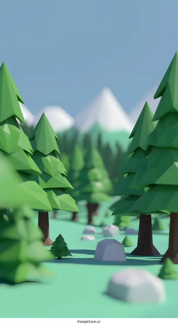 Low Poly Forest Background Illustration
