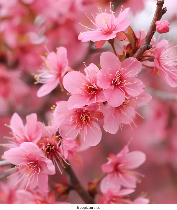 Pink Cherry Blossom Flowers Blooming In Spring