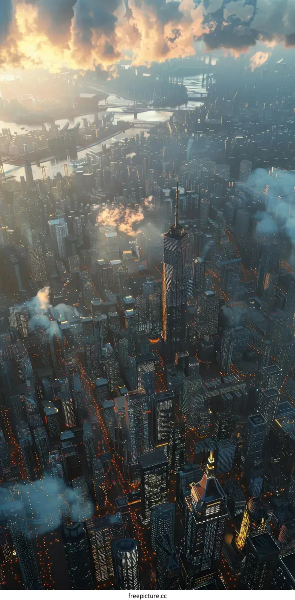 Futuristic Aerial View of a Metropolis