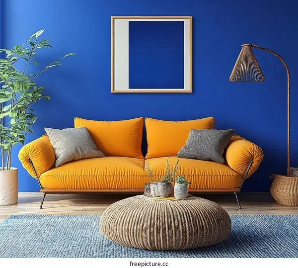 Modern Living Room Interior Design with Bold Colors