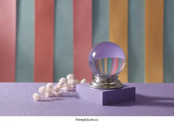 Mystical Crystal Ball on a Purple Display