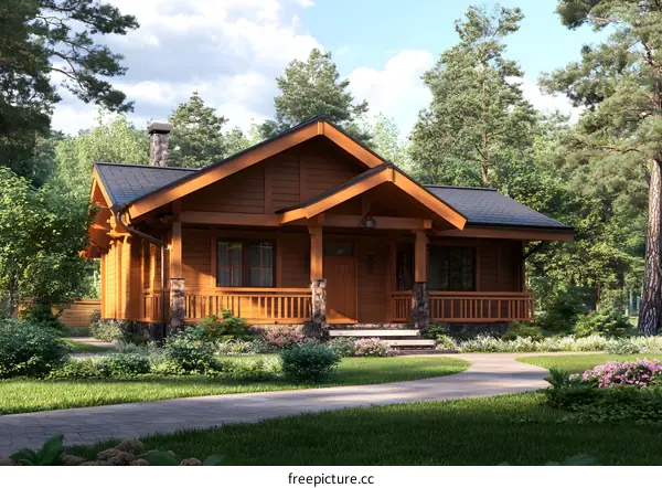 Modern Wooden Cabin Home Design in Forest