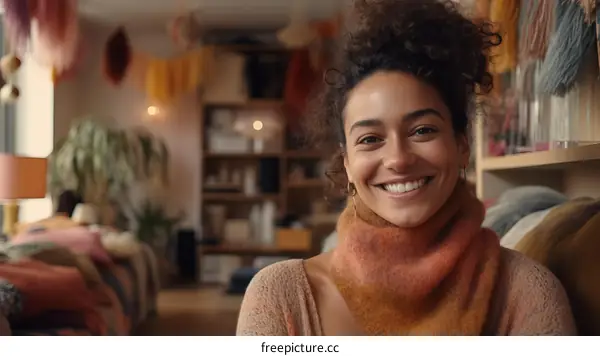 Curly-Haired Woman Portrait
