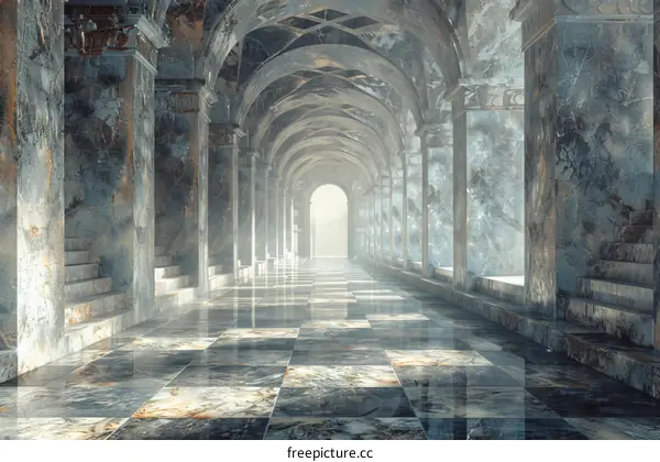 Ancient Stone Corridor with Majestic Arches