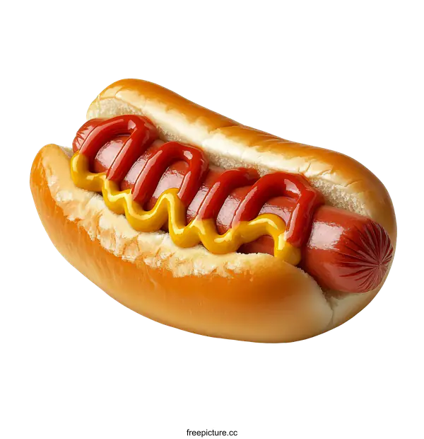 [Transparent Background PNG]Delicious Hot Dog with Ketchup and Mustard