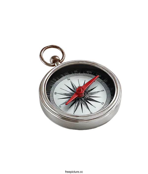 [Transparent Background PNG]Vintage Metal Compass on White Background