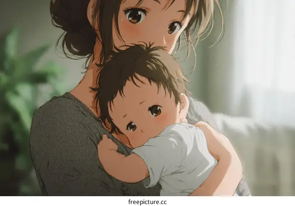 A Mother and Child Illustration