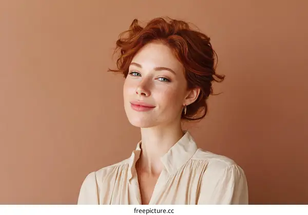 Portrait of a Redhead Woman with Elegant Style