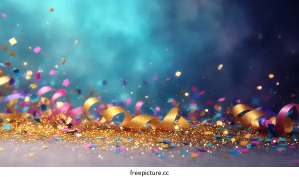 Celebration Party Confetti and Ribbons Background