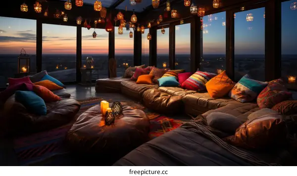 Cozy Living Room with Sunset View