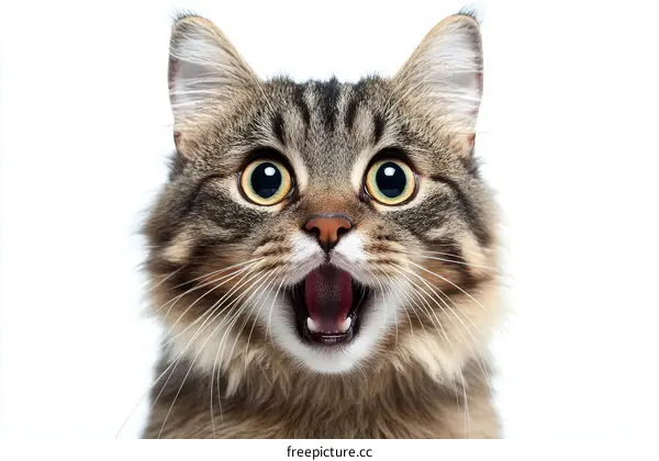 Closeup Portrait of a Surprised Tabby Cat