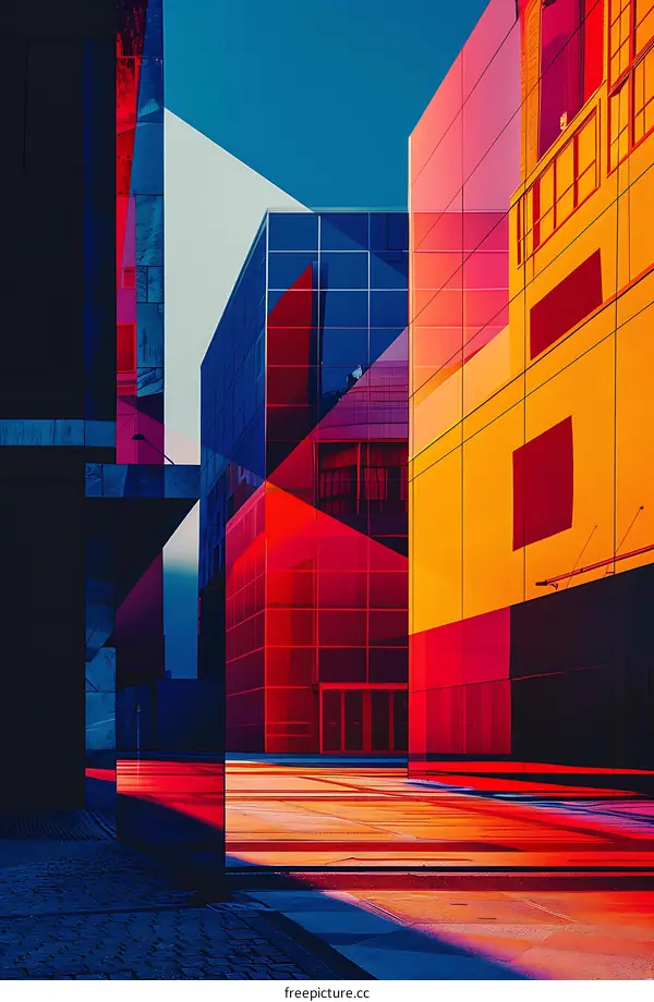 Modern Architecture With Colorful Glass Walls