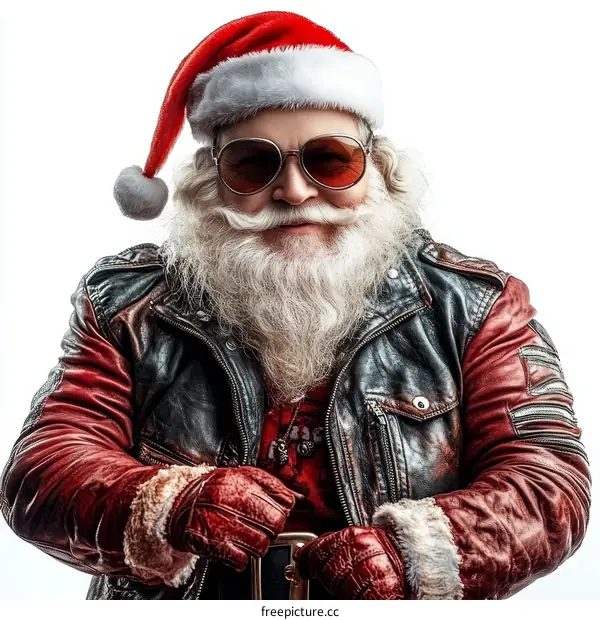 Santa Claus in a Cool Leather Jacket