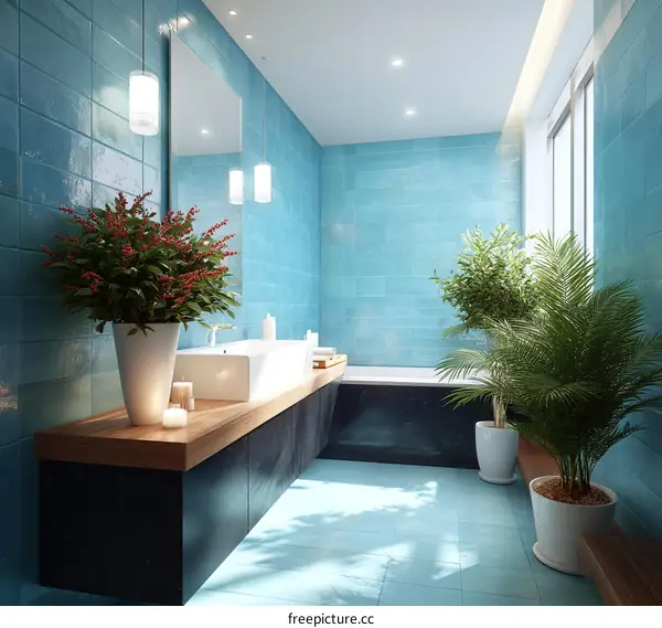 Modern Light Blue Bathroom Interior Design