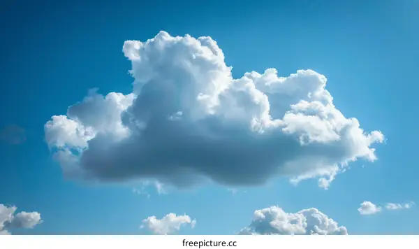 A large white cloud in the blue sky