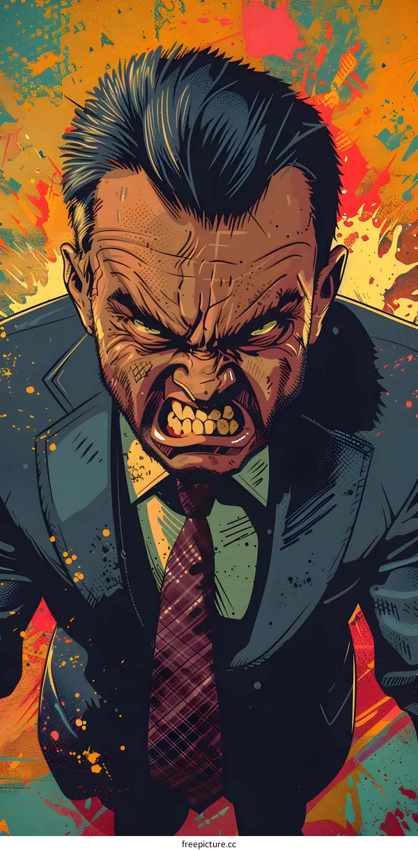 Illustration of an angry man