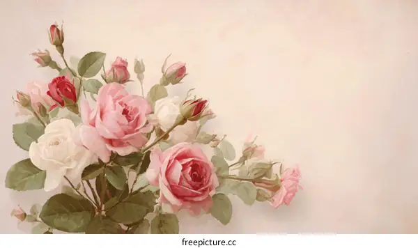 Vintage Rose Bouquet Illustration