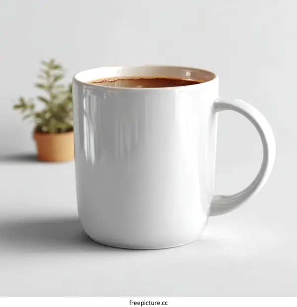 White Coffee Mug on a Light Background