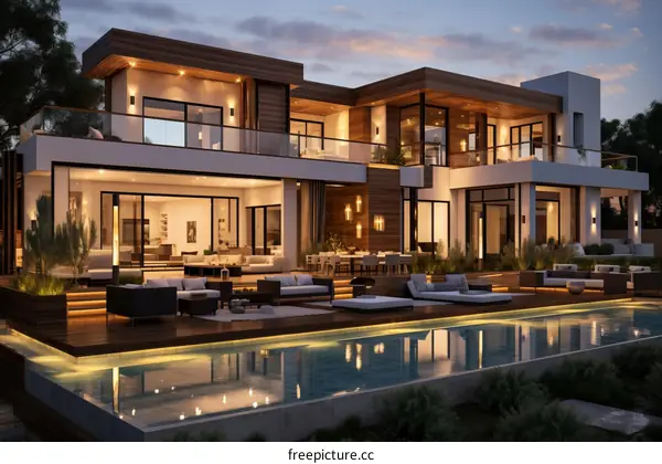 Modern luxury house with pool and terrace